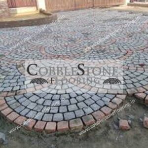 Dark Grey Quartzite With Red Sandstone Outdoor Cobble Flooring