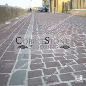 Dark Red Sandstone Driveway Cobble Stone Flooring